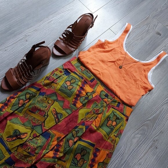 𝅺vintage MEXICAN CACTUS SOMBRERO FIESTA WRAP - Picture 8 of 13